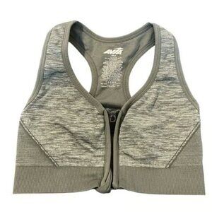 Avia Gray Zipper Racerback Sports Bra Size Small EUC #M-054